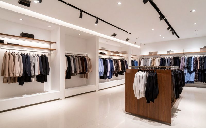 HVAC system providing cooling and heating in a boutique retail environment